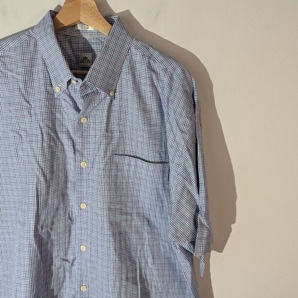 Peter Millar Blue Checkered Casual Button Down Shirt Men's Size XL - Picture 2 of 5